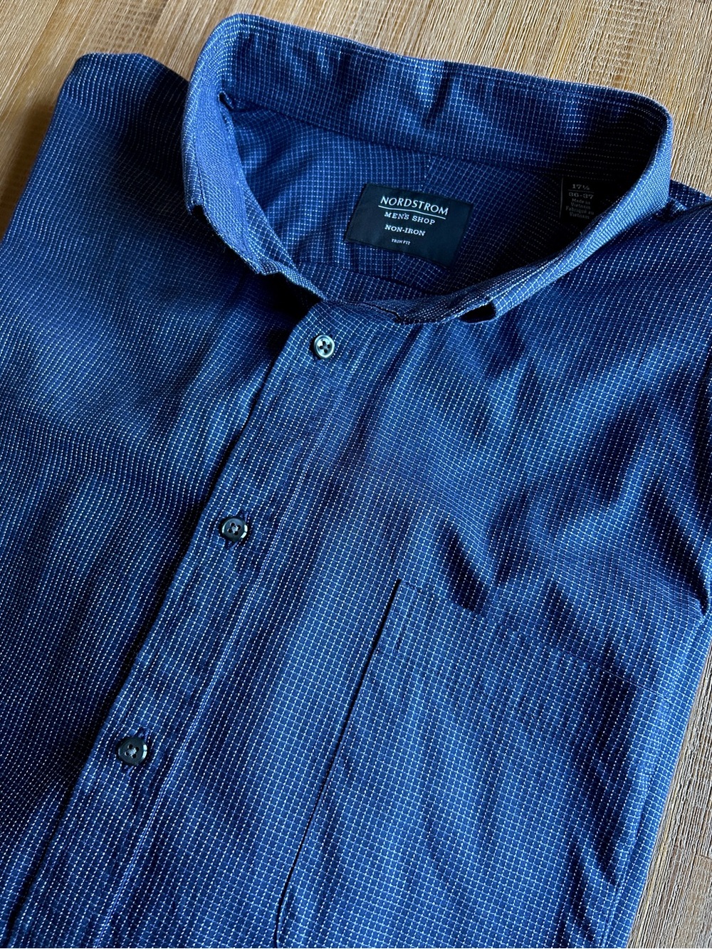 Nordstrom Men's Shop Non-Iron Trim Fit Dress Shirt, 17.5, 36-37.